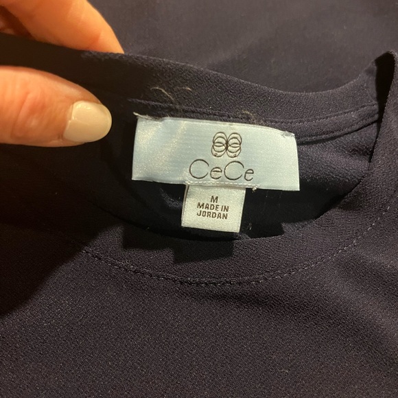 Women's CeCe Short Sleeve Top -Navy Blue with Chiffon sleeves NWOT Size … - Picture 9 of 11